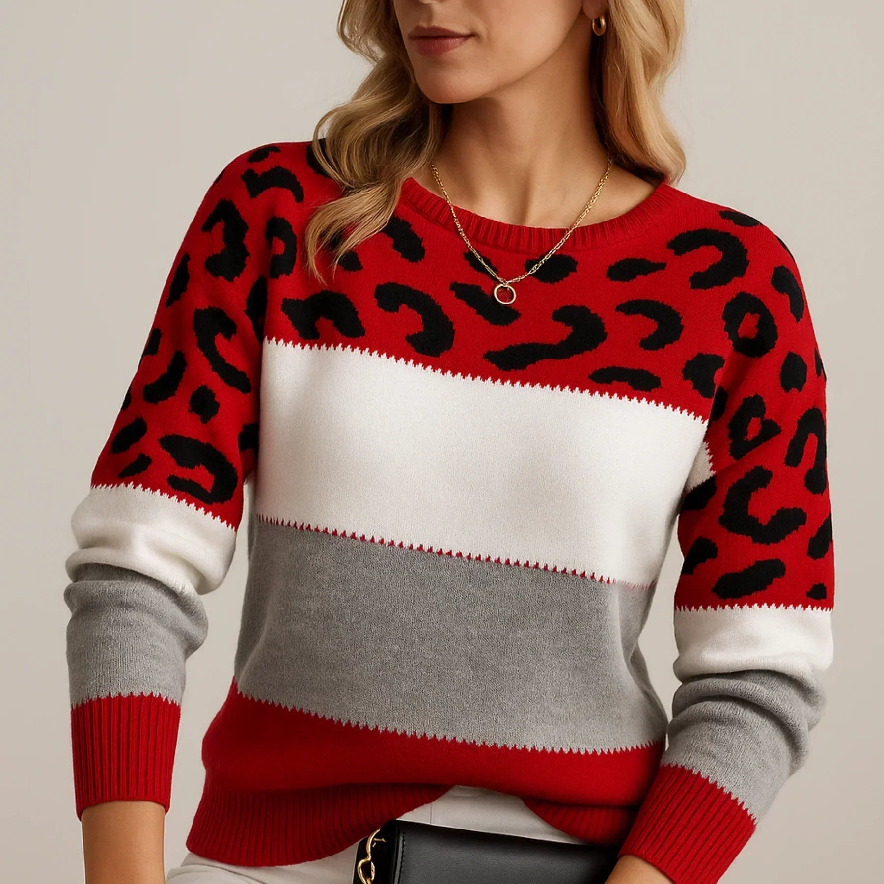 GUADA - Jersey casual con estampado de leopardo