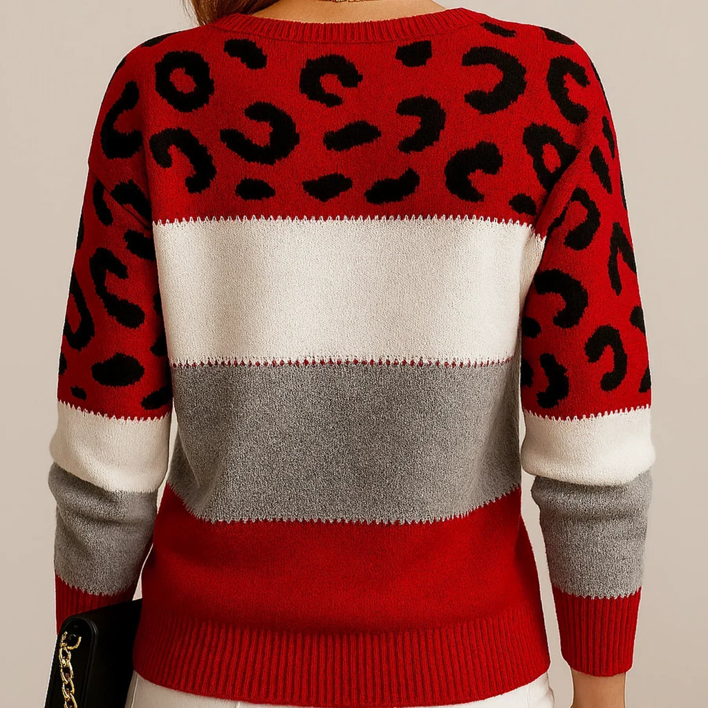 GUADA - Jersey casual con estampado de leopardo