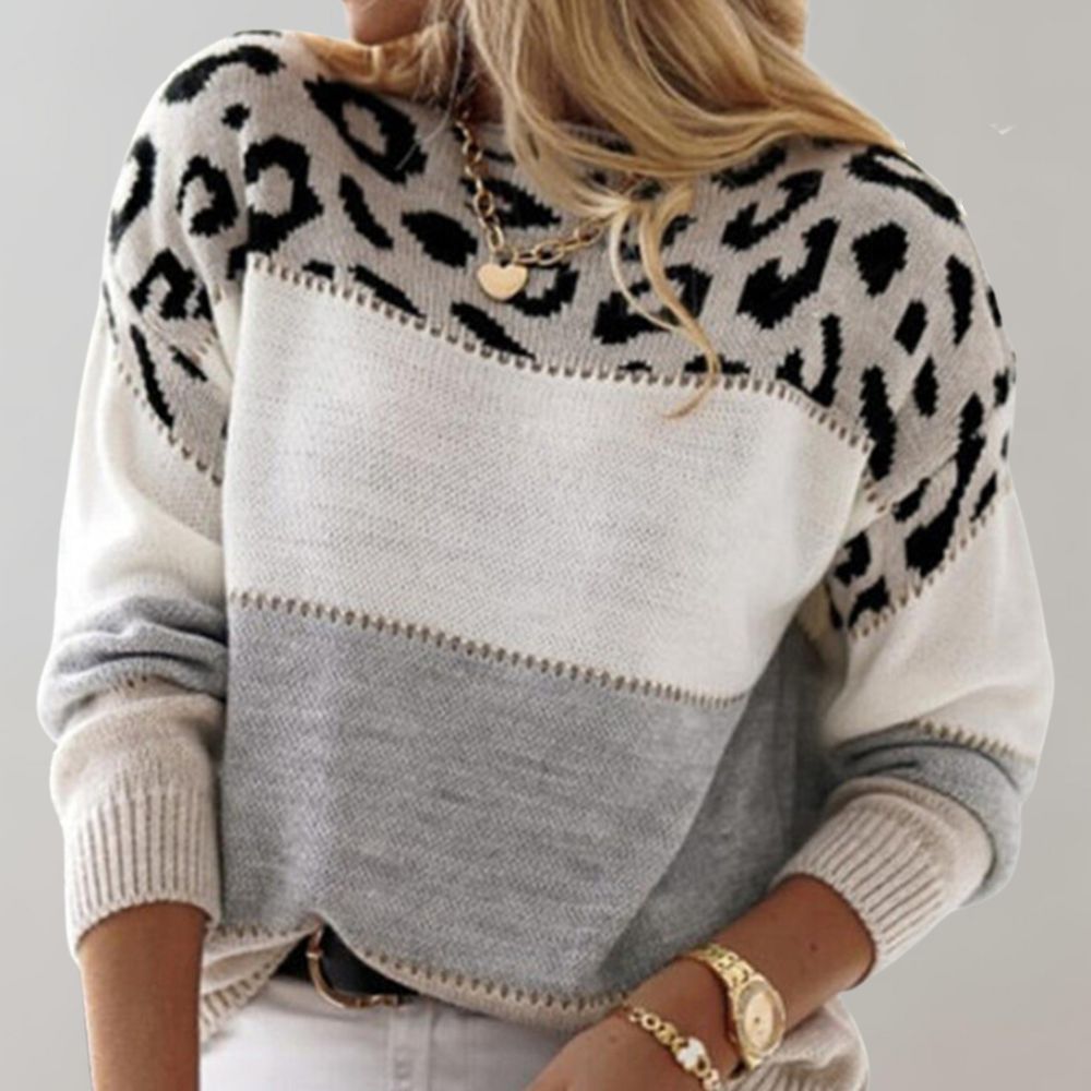 GUADA - Jersey casual con estampado de leopardo