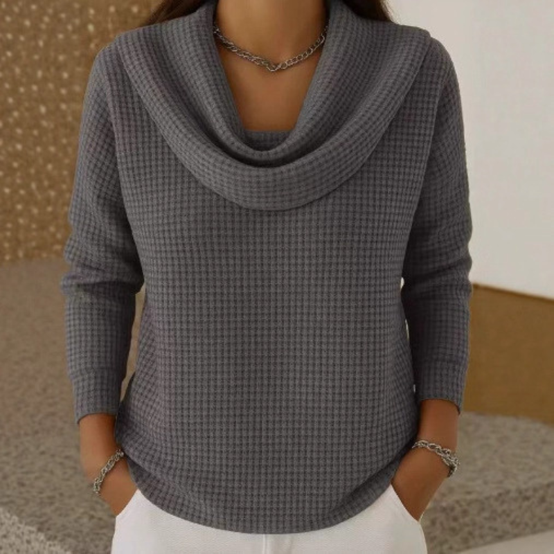 RELINA - Jersey cálido con cuello vuelto elegante
