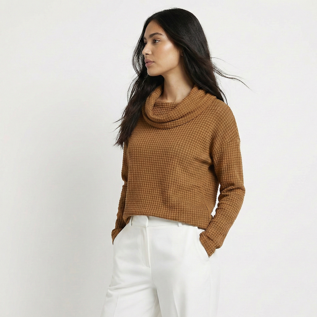RELINA - Jersey cálido con cuello vuelto elegante