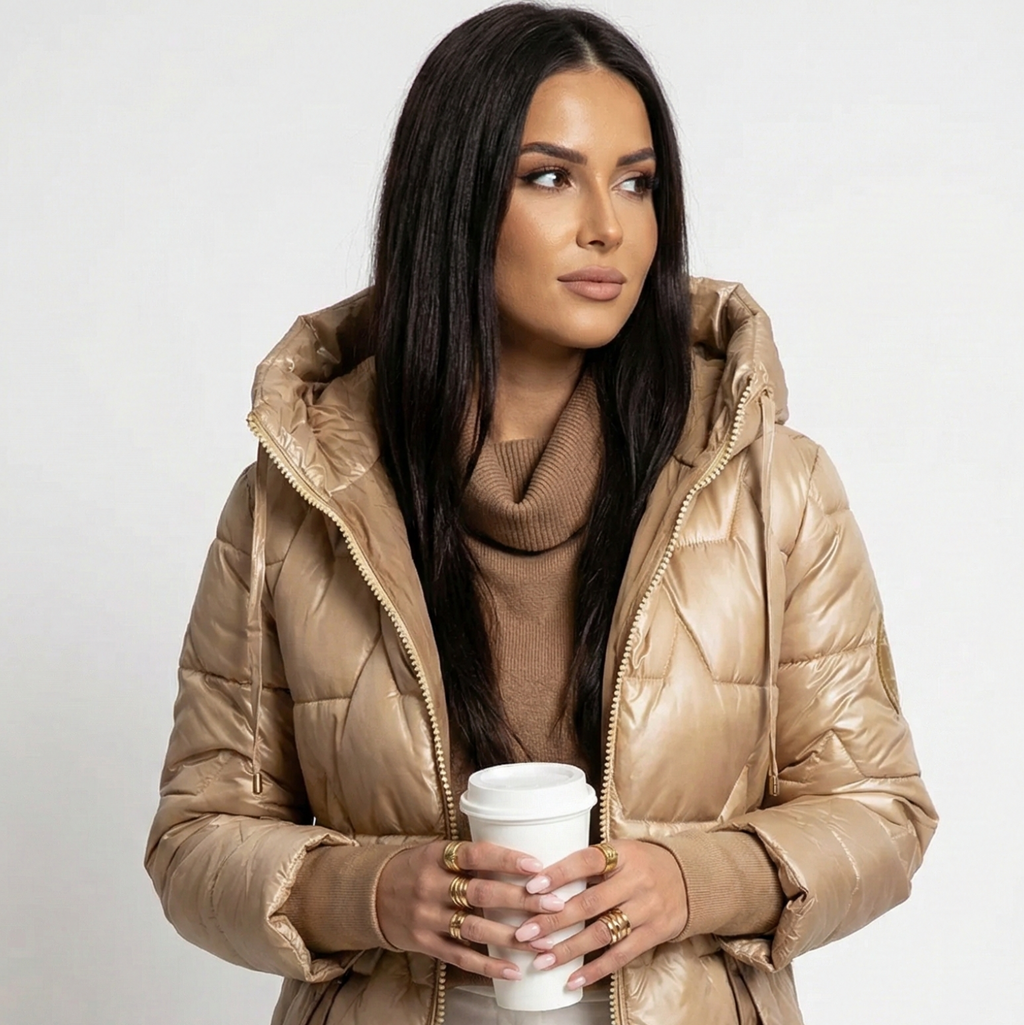 ESCA - Abrigo de invierno elegante con capucha