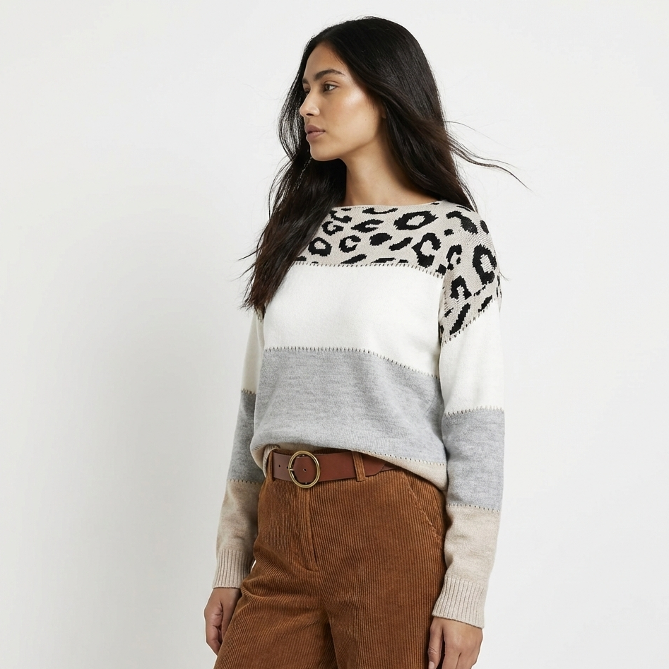 GUADA - Jersey casual con estampado de leopardo
