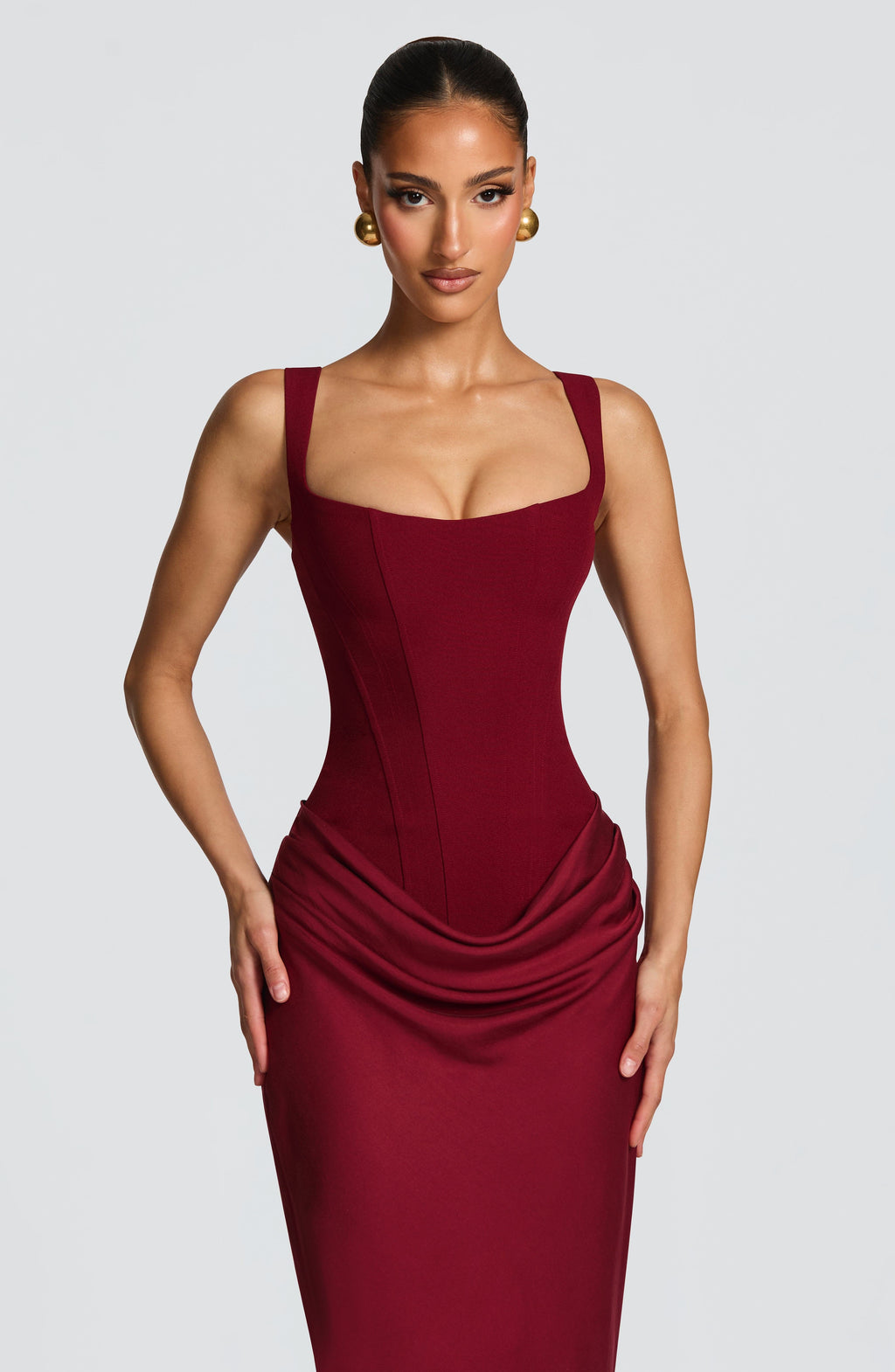 Cornelia™ | Vestido Largo Borgoña