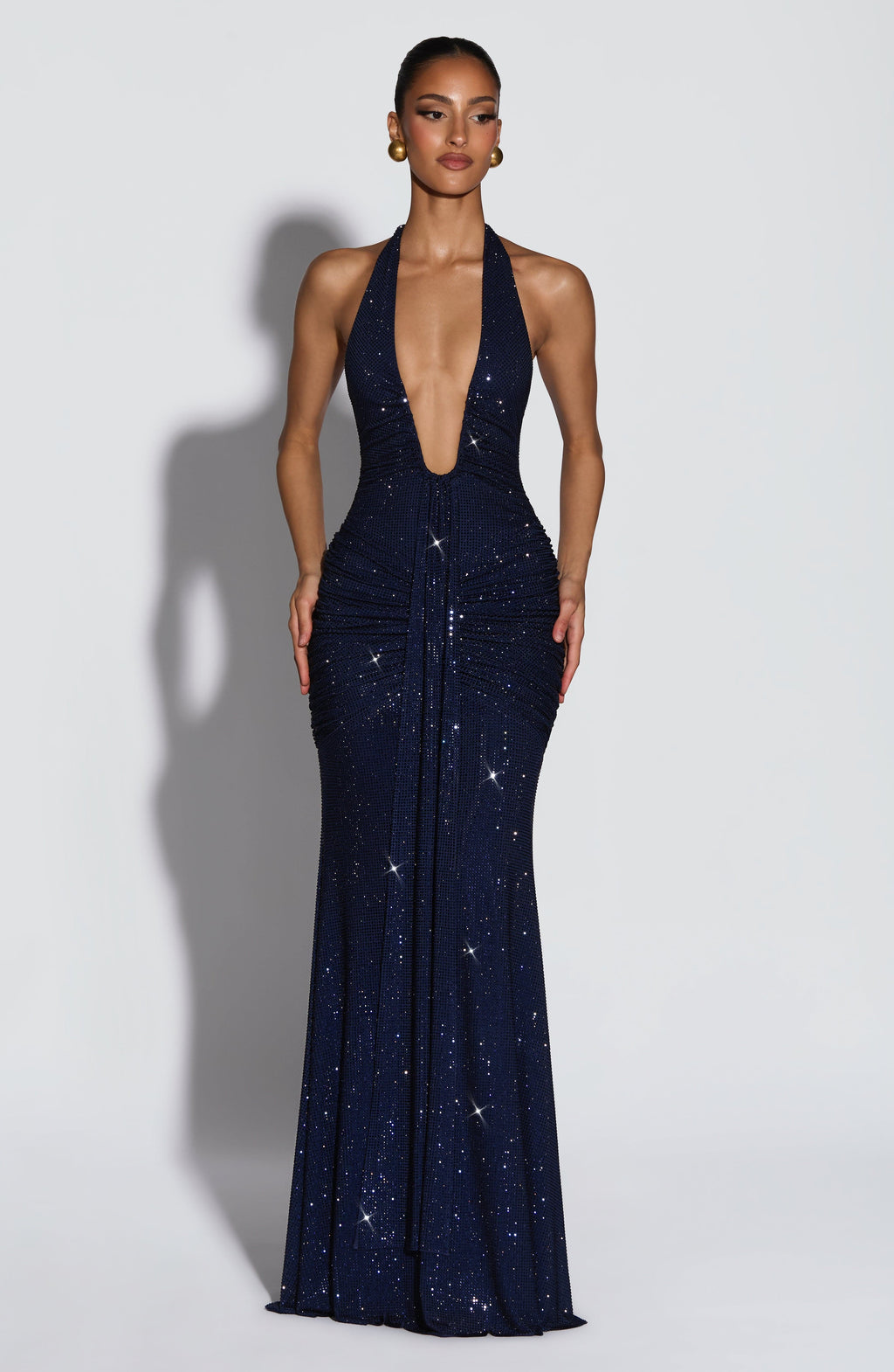 Rosetta™ | Vestido Largo Azul Marino Brillante